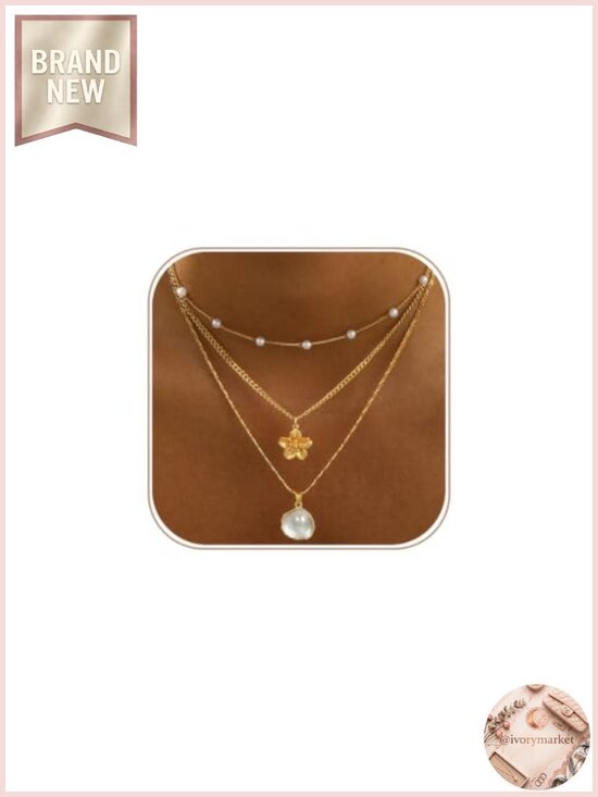 Jewelry - Layered Shell Necklace Set Women 14K Gold Plated Beach Jewelry Gift